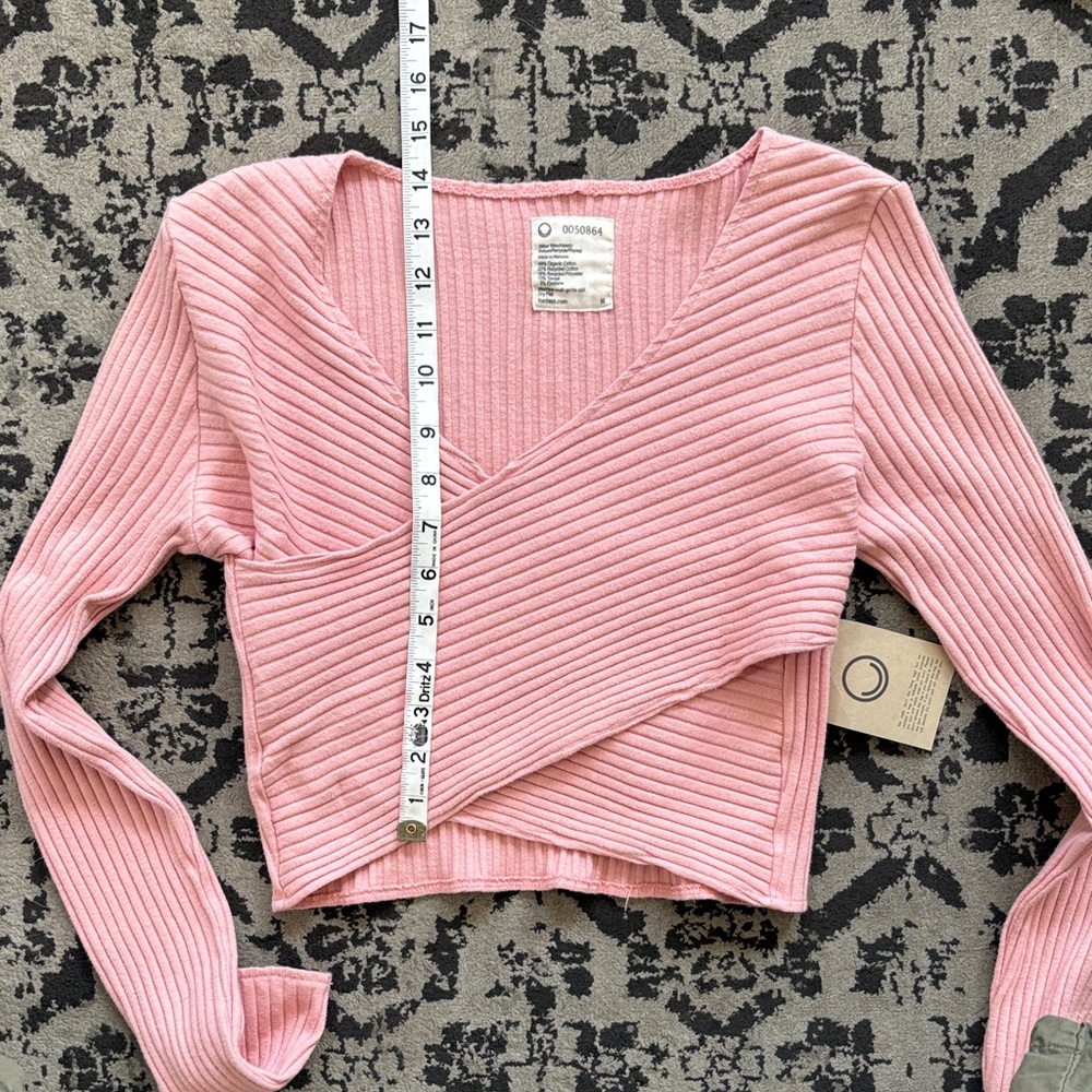 For Days• Pink Ribbed Wrap Sweater - Picture 7 of 7
